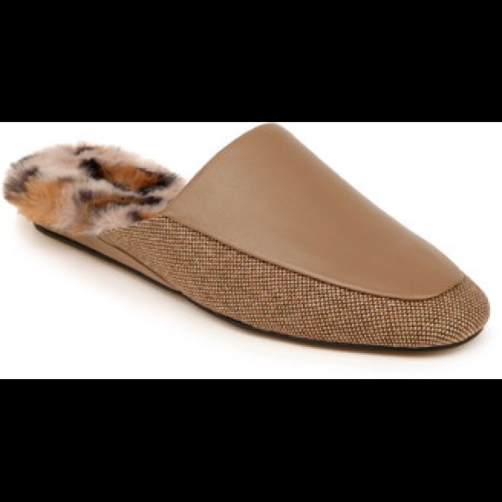 Zac Posen Tan/Leopard Winfield Leather Round Toe Mules sz 9